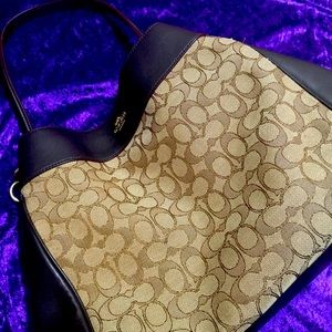 Coach Shoulder Bag with Brown Leather Trim